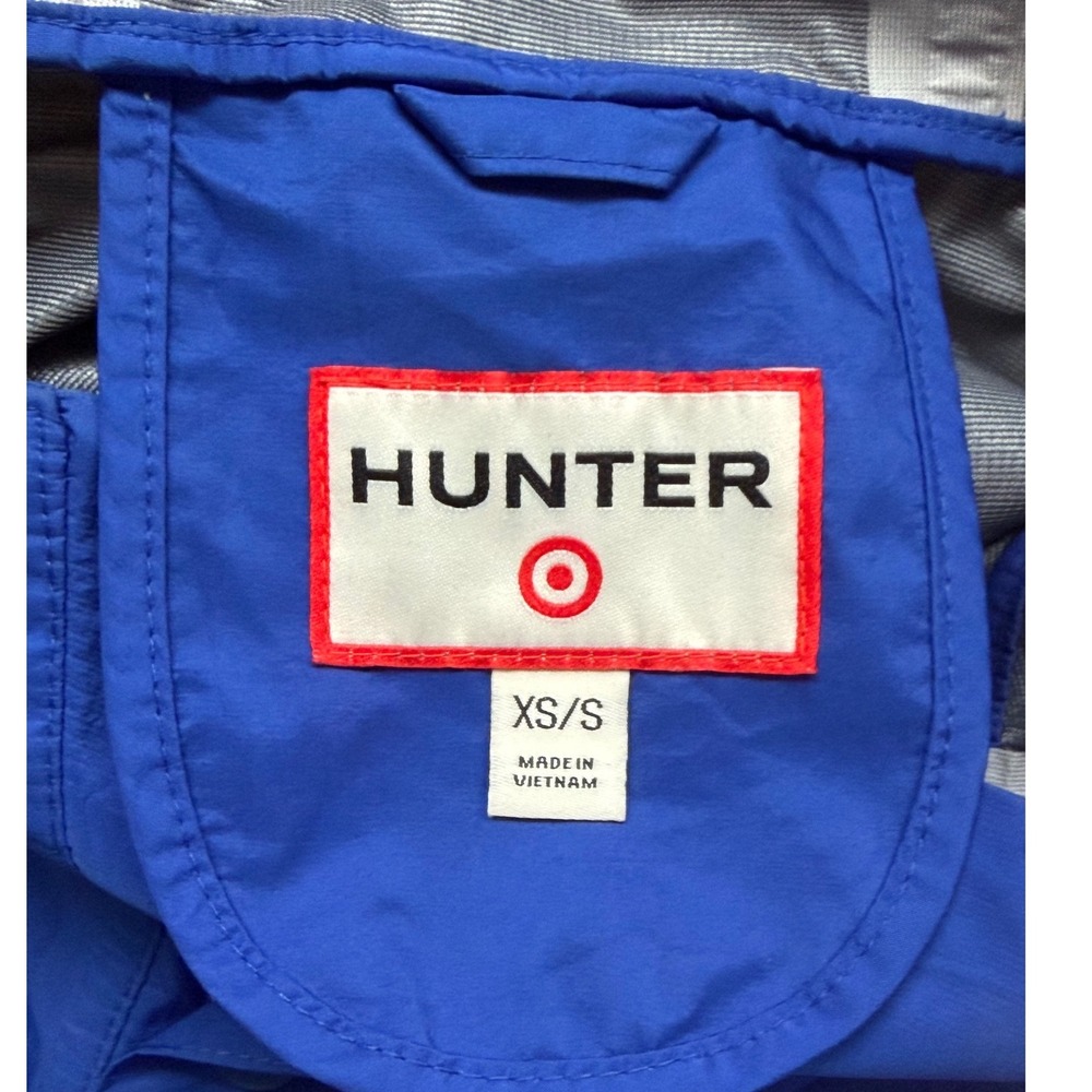 Hunter x Target Rain Poncho Jacket Womens Mens Size XS/S Blue Hooded Waterproof - Picture 4 of 10